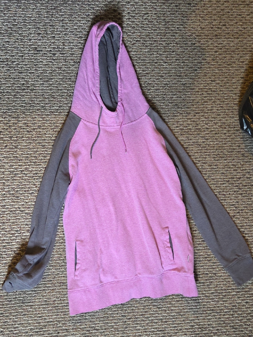 Women's Hooded Pullover Sweater - Pink & Gray